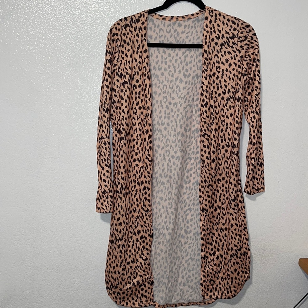 Pink and black long cardigan
